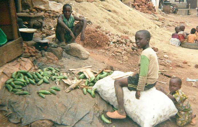 kids with green bananas